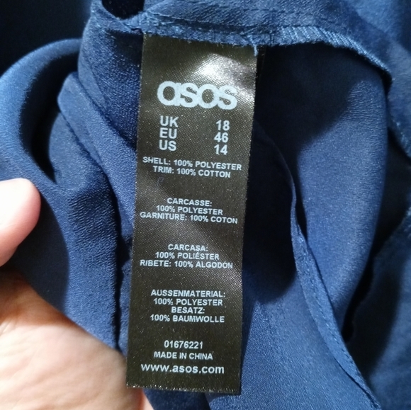 ASOS Curve Navy Blue Lace Embellished Ruffle Hem. Size 14 - Picture 7 of 8